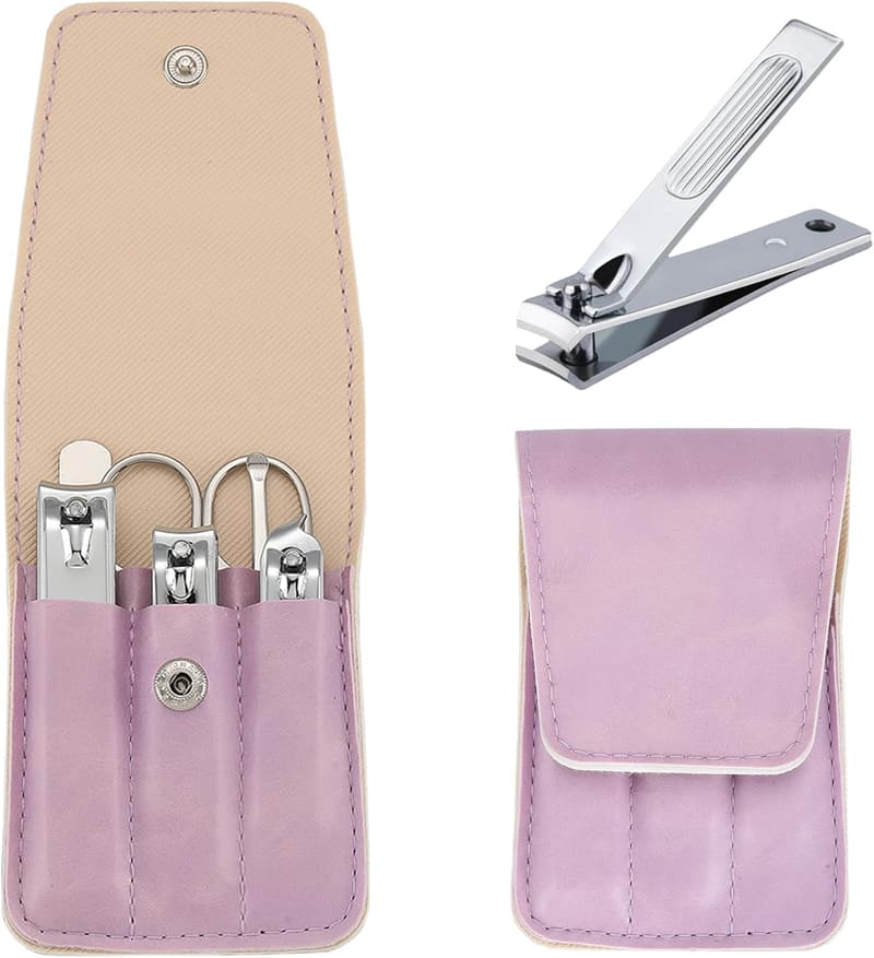 Christmas Nail Clipper Set for Women - 6-Piece Gift Case (Purple)
