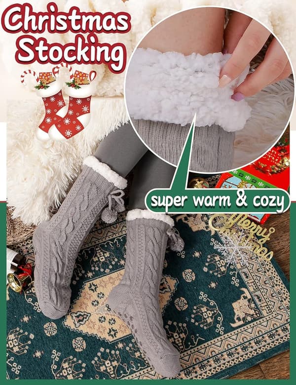 Cozy Winter Fuzzy Socks for Women with Grips