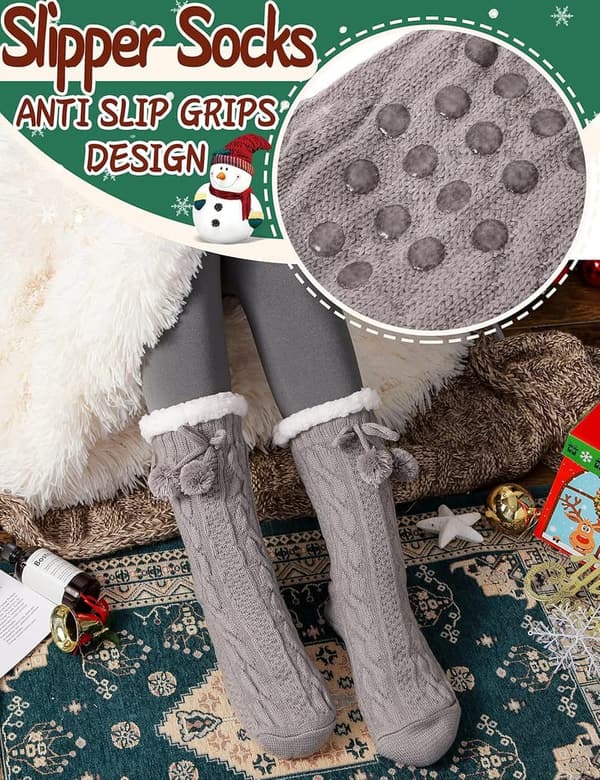 Cozy Winter Fuzzy Socks for Women with Grips