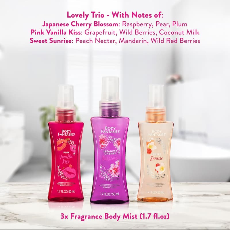 Holiday Body Spray Gift Set for Women - 3 Lovely Scents