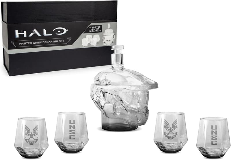 Halo Infinite Master Chief Helmet Whiskey Decanter Set with Glasses