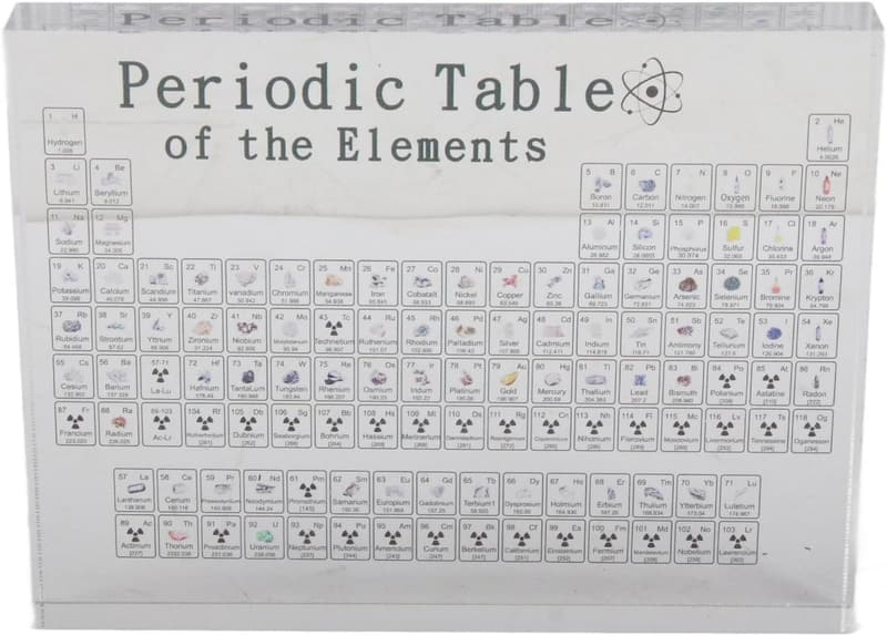 Periodic Table of 103 Real Elements - Clear Acrylic Teaching Tool