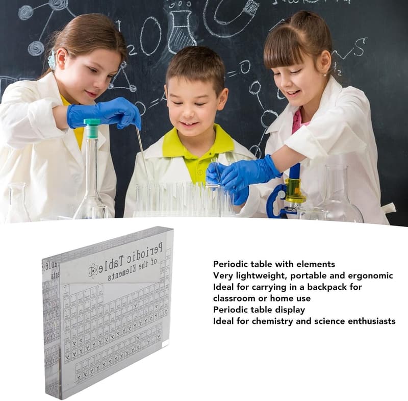 Periodic Table of 103 Real Elements - Clear Acrylic Teaching Tool