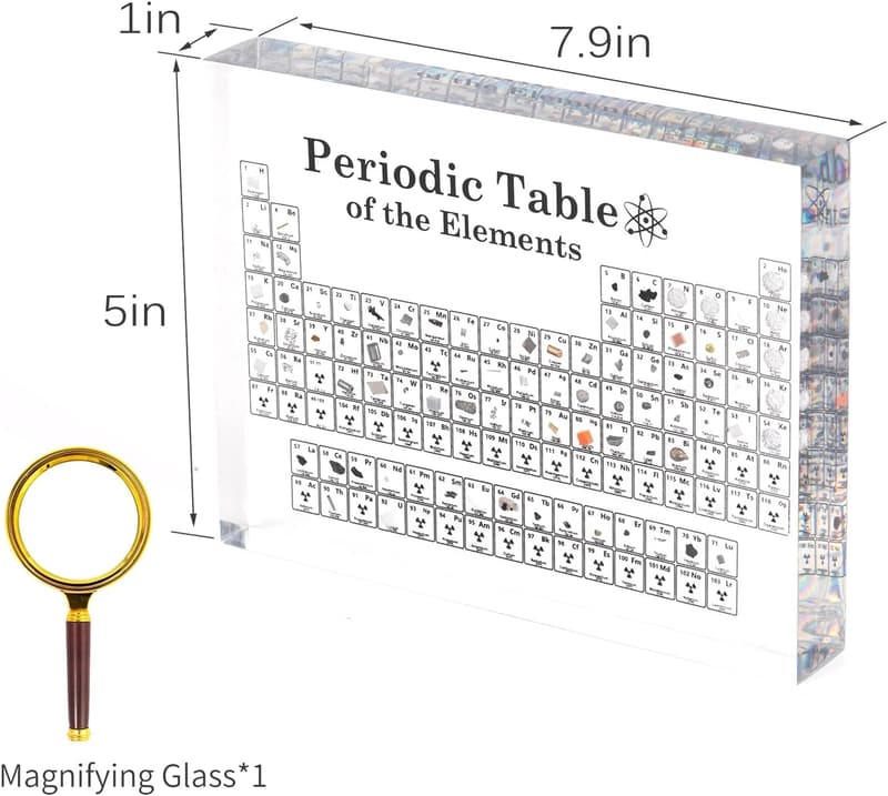 Large Acrylic Periodic Table Display with Real Element Samples