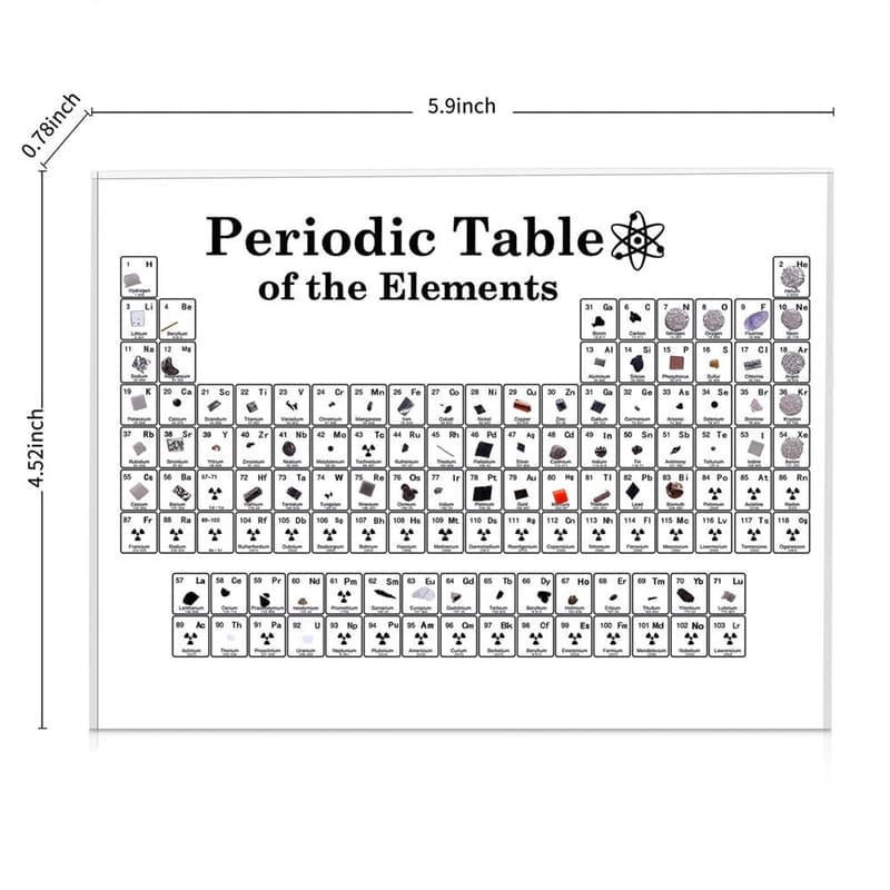 Acrylic Periodic Table Display with 83 Real Elements Samples
