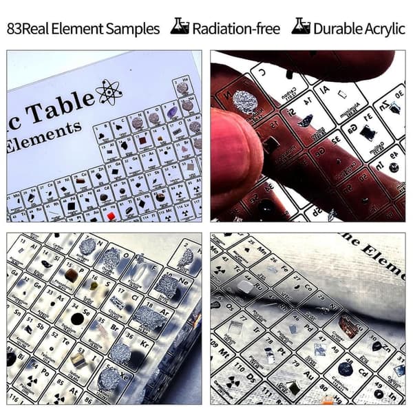 Acrylic Periodic Table Display with 83 Real Elements Samples