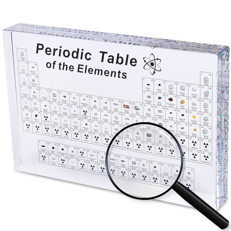 Periodic Table with Real Elements - Educational Acrylic Display