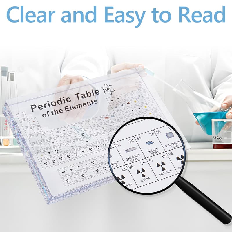 Periodic Table with Real Elements - Educational Acrylic Display
