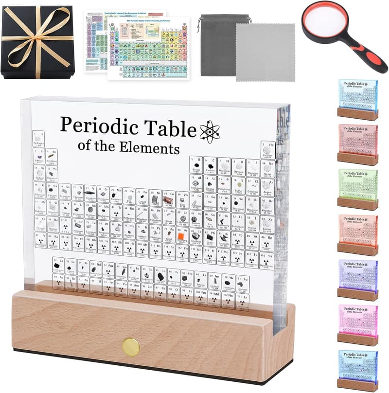 Periodic Table Display with 83 Real Elements – Science Gift