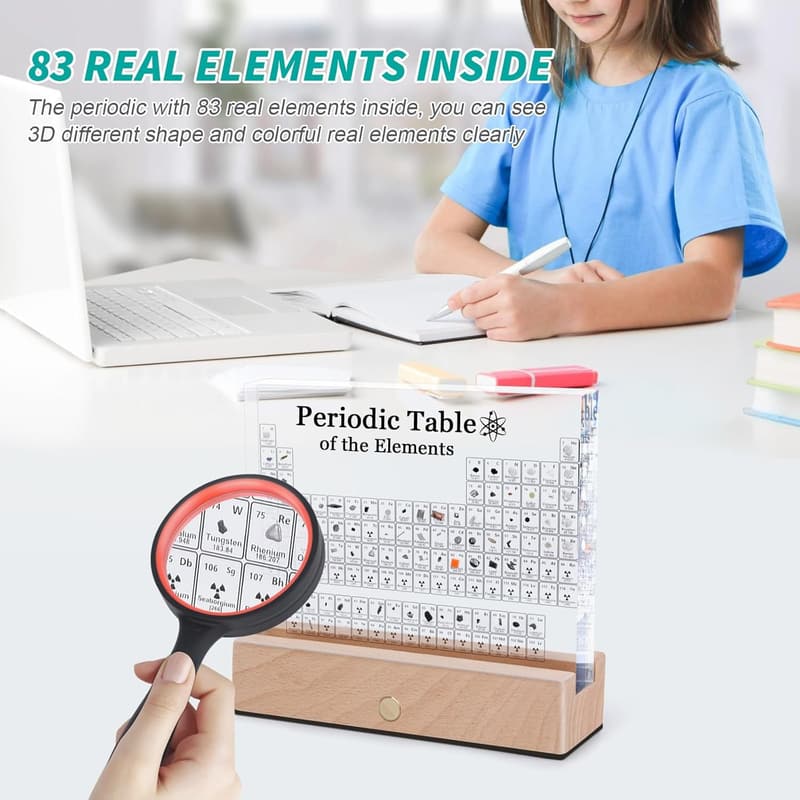 Periodic Table Display with 83 Real Elements – Science Gift