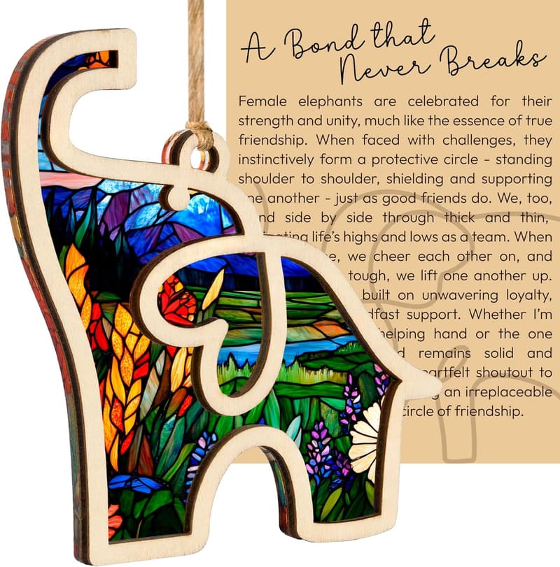 Friendship Birthday Gift: Elephant Ornament with Story Card