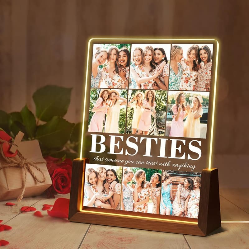 Personalized Acrylic Plaque with LED Night Light for Friend's Birthday
