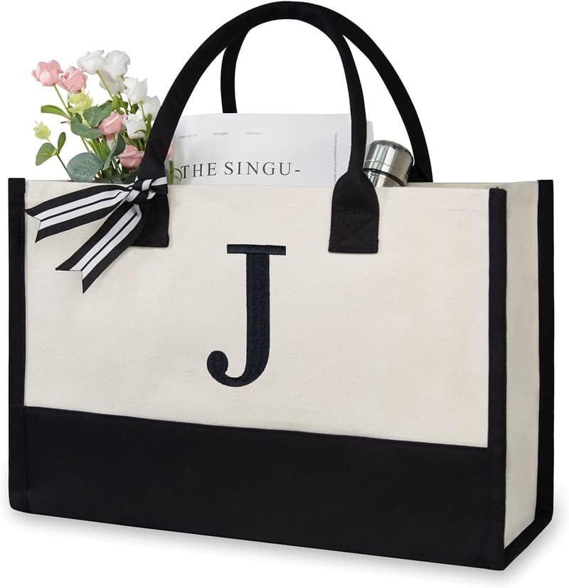 Personalized Initial Tote Bag for Weddings & Birthdays