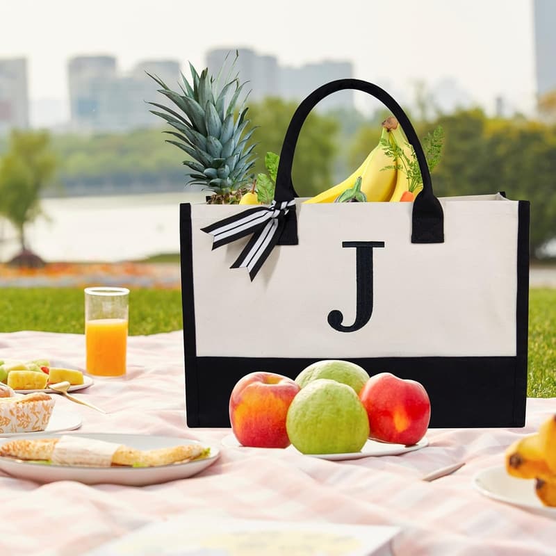 Personalized Initial Tote Bag for Weddings & Birthdays