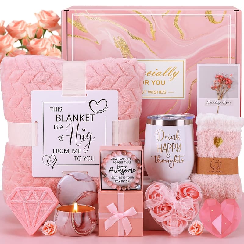Relaxing Spa Gift Set for Women - Pink Self-Care Basket