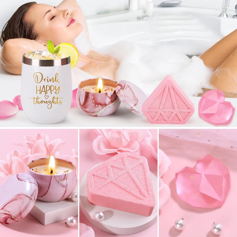 Relaxing Spa Gift Set for Women - Pink Self-Care Basket