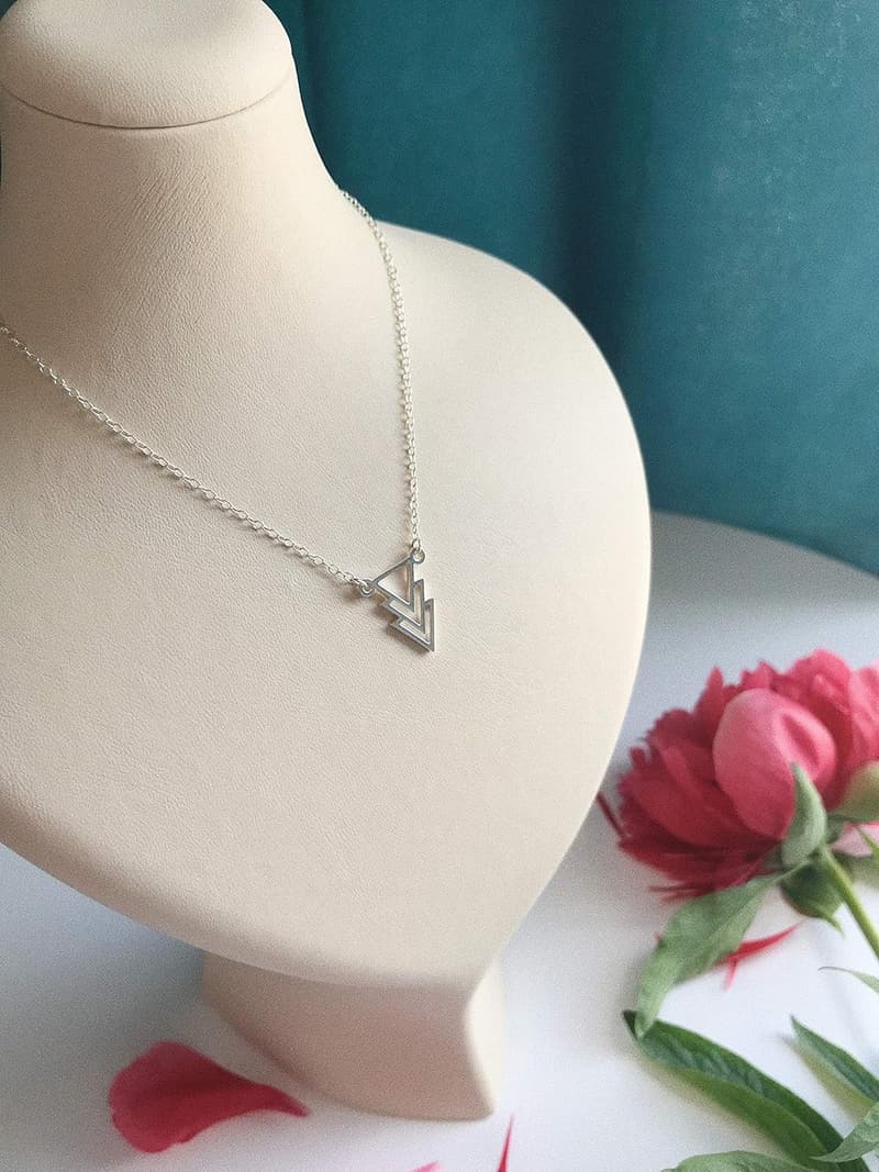 Friendship Necklace with Three Triangle Pendants for Women