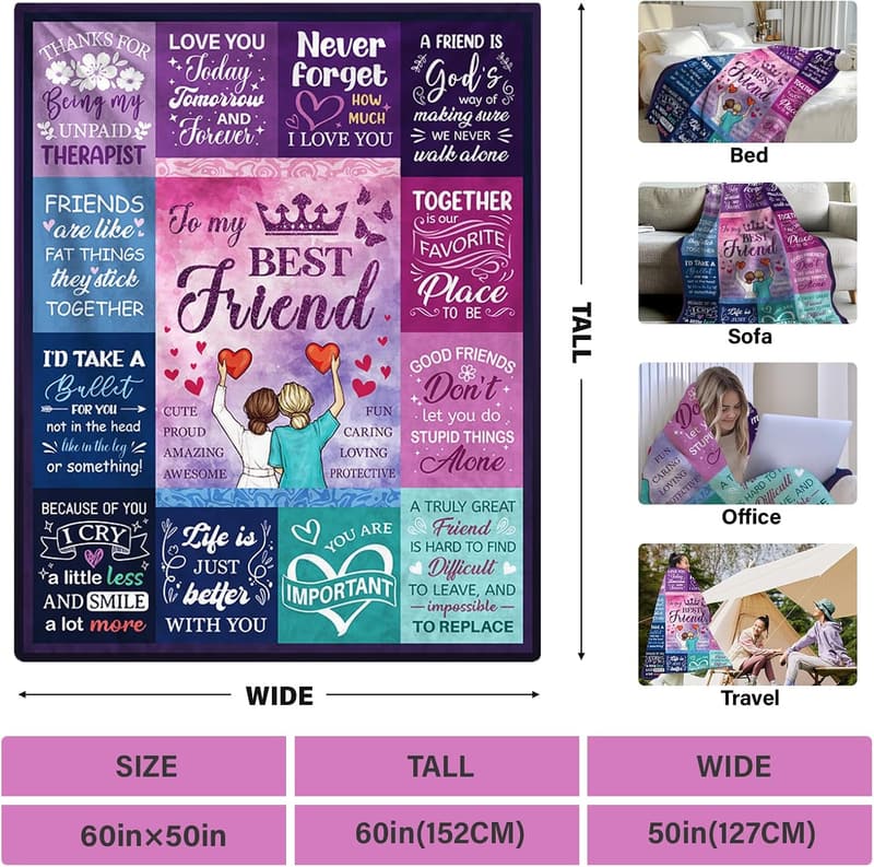 Personalized Purple Blanket for Best Friends & Sisters
