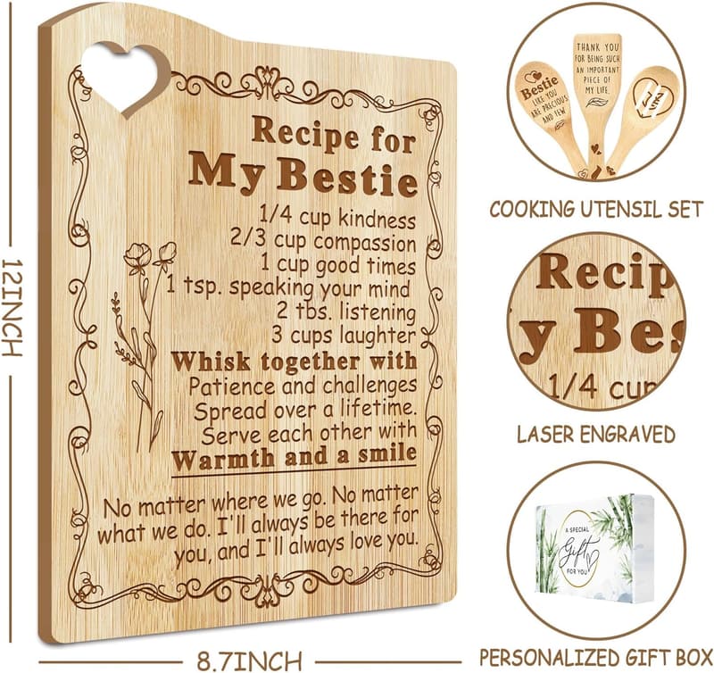 Engraved Bamboo Cutting Board - Birthday Gift for Best Friends