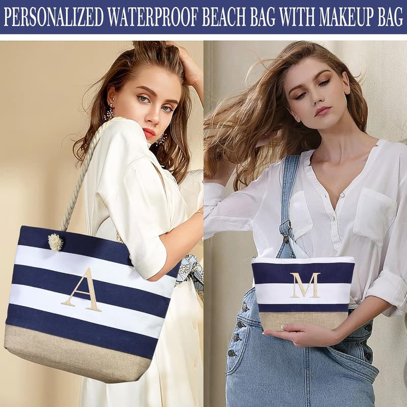 Women's Travel Canvas Beach Tote - Waterproof Pool Bag