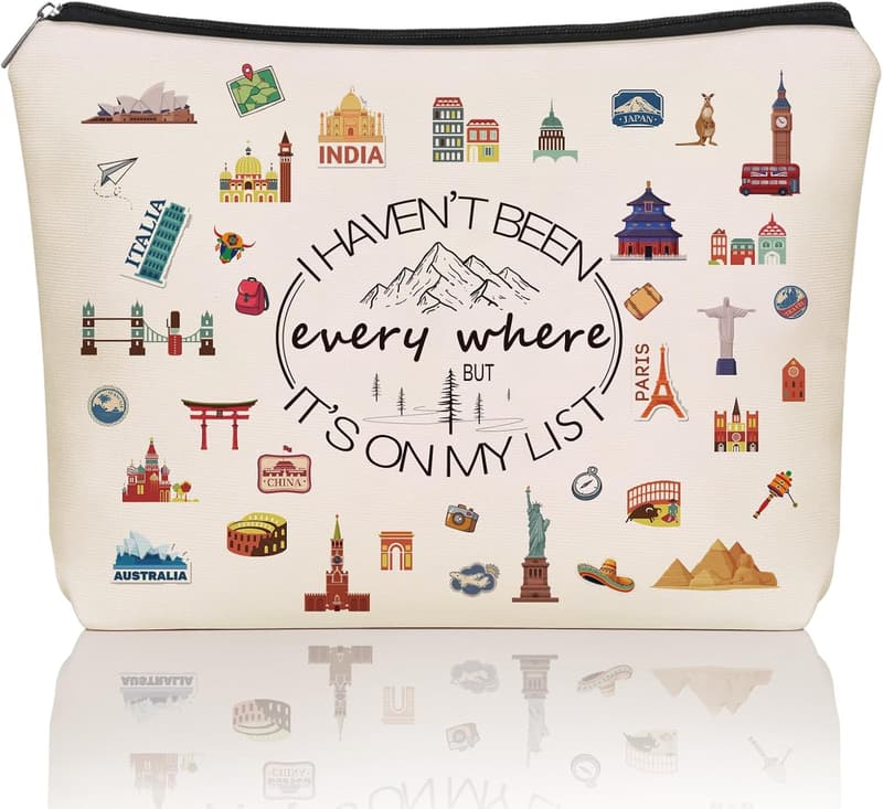 Travel-themed Makeup Bag for Women & Teens - 