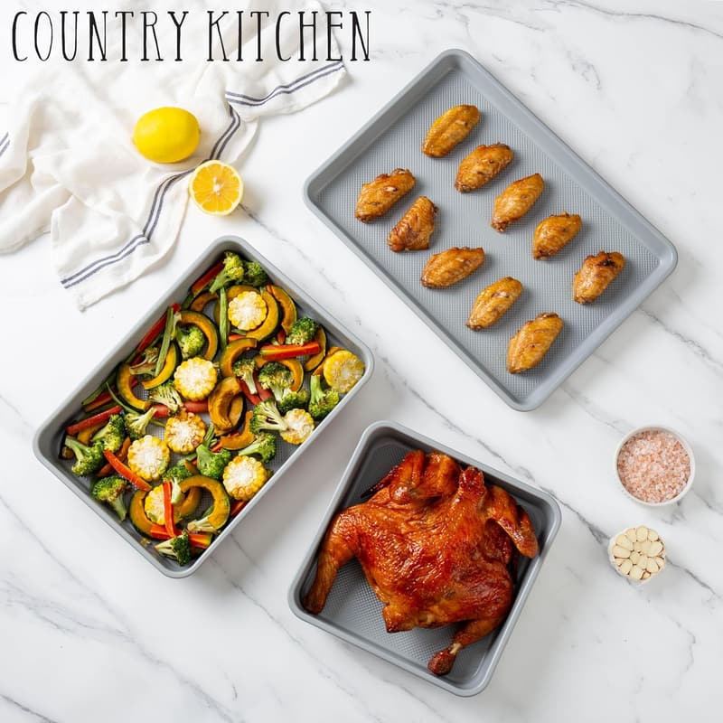 Non-Stick Heavy Duty Baking Pans Set - 6 Pc Black Bakeware