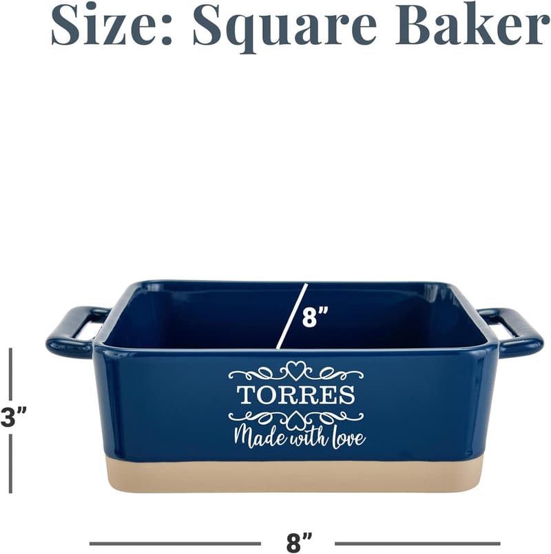 Personalized Navy Stoneware Baker for Her