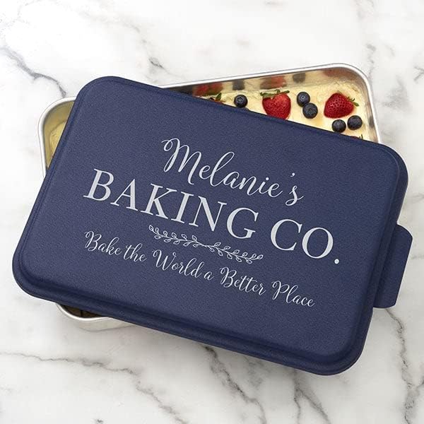 Personalized Navy Cake Pan with Lid for Mom, 9x13 Inch