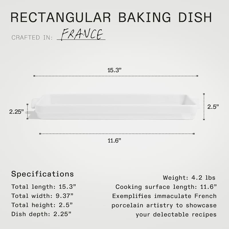 Handcrafted Porcelain Baking Dish - White - Professional Bakeware