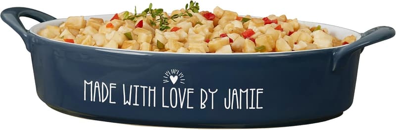 Personalized Navy Stoneware Baking Dish - 3 Quart