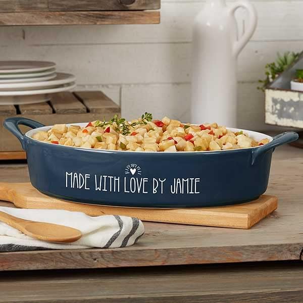 Personalized Navy Stoneware Baking Dish - 3 Quart