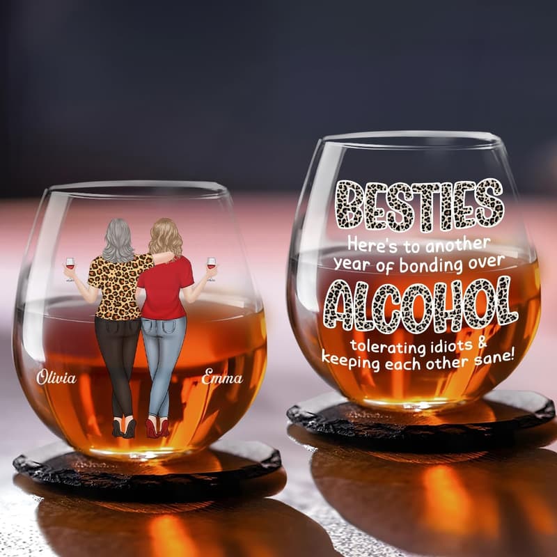 Personalized Wine Glass - Custom Best Friend Gift for Women