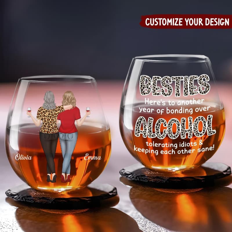 Personalized Wine Glass - Custom Best Friend Gift for Women