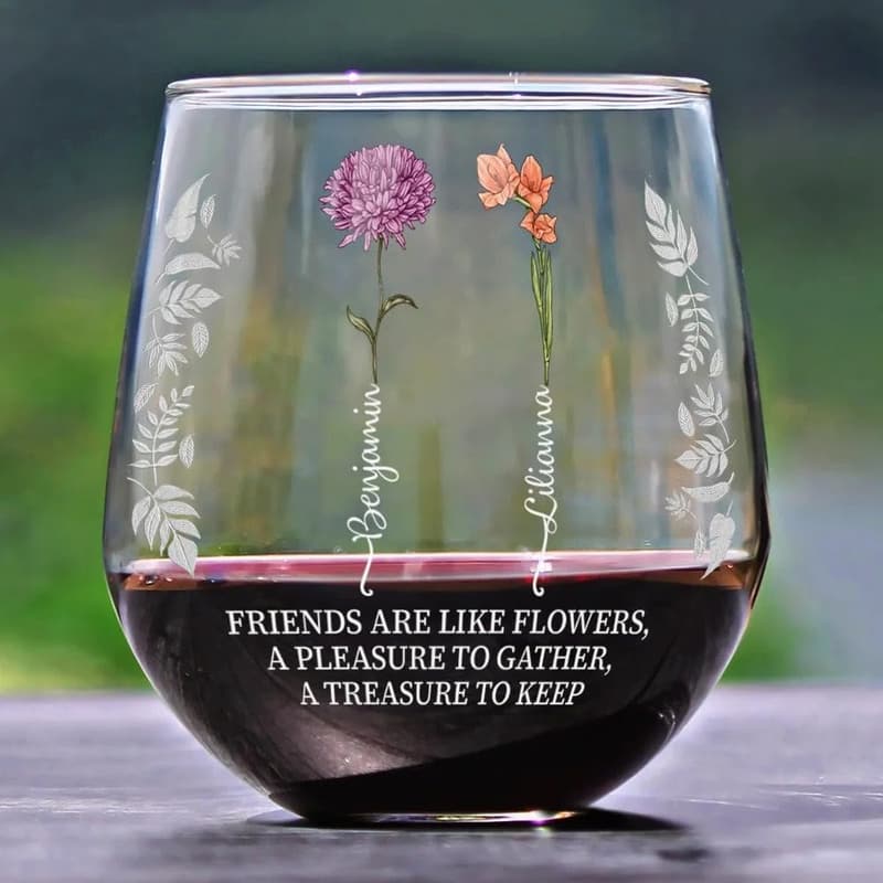 Personalized Stemless Wine Glass for Best Friends