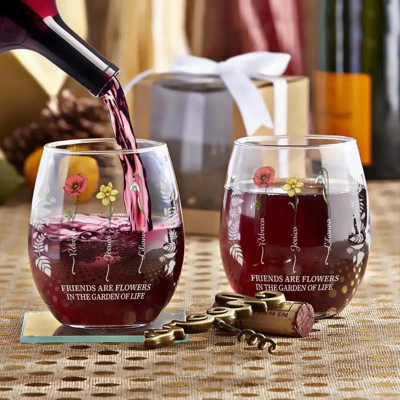Personalized Stemless Wine Glass for Best Friends