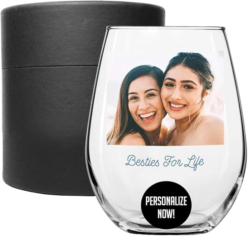 Personalized 17oz Stemless Wine Glass - Birthday Gift for Women