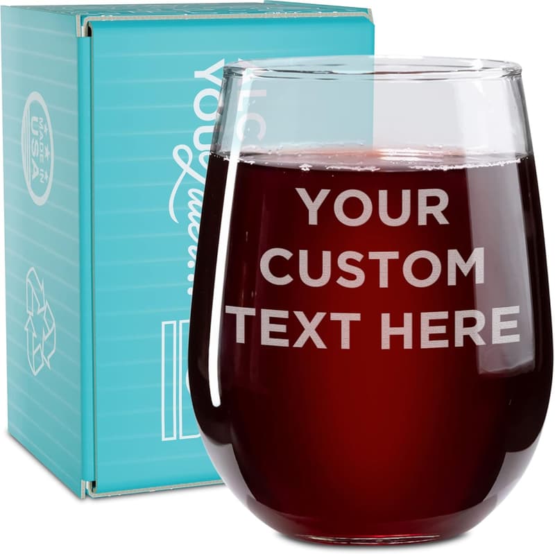 Personalized 17oz Stemless Wine Glass for Her