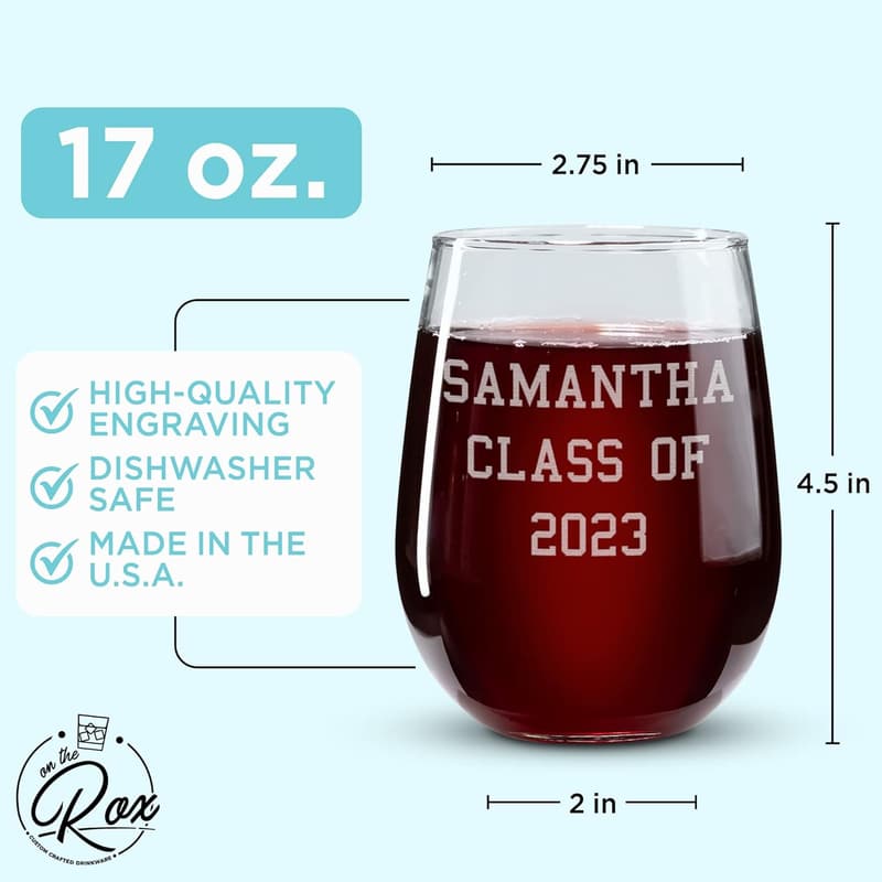 Personalized 17oz Stemless Wine Glass for Her
