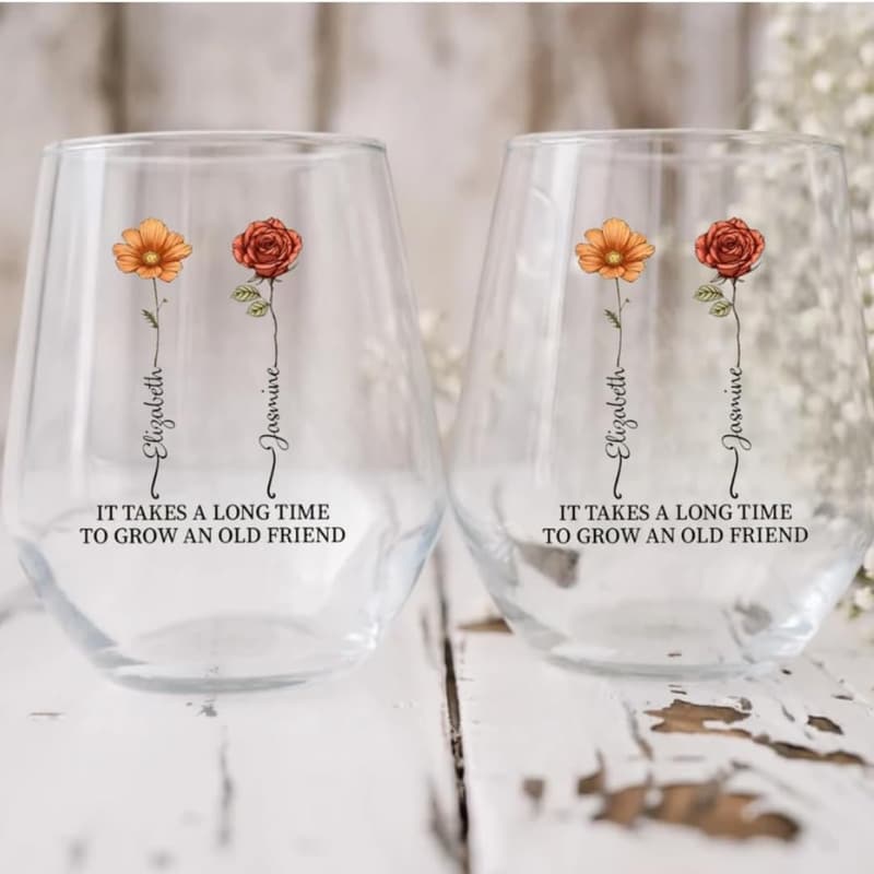 Personalized Stemless Wine Glass for Best Friends