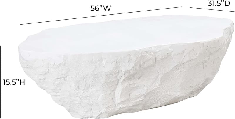 Crag White Concrete Coffee Table by Tov Furniture