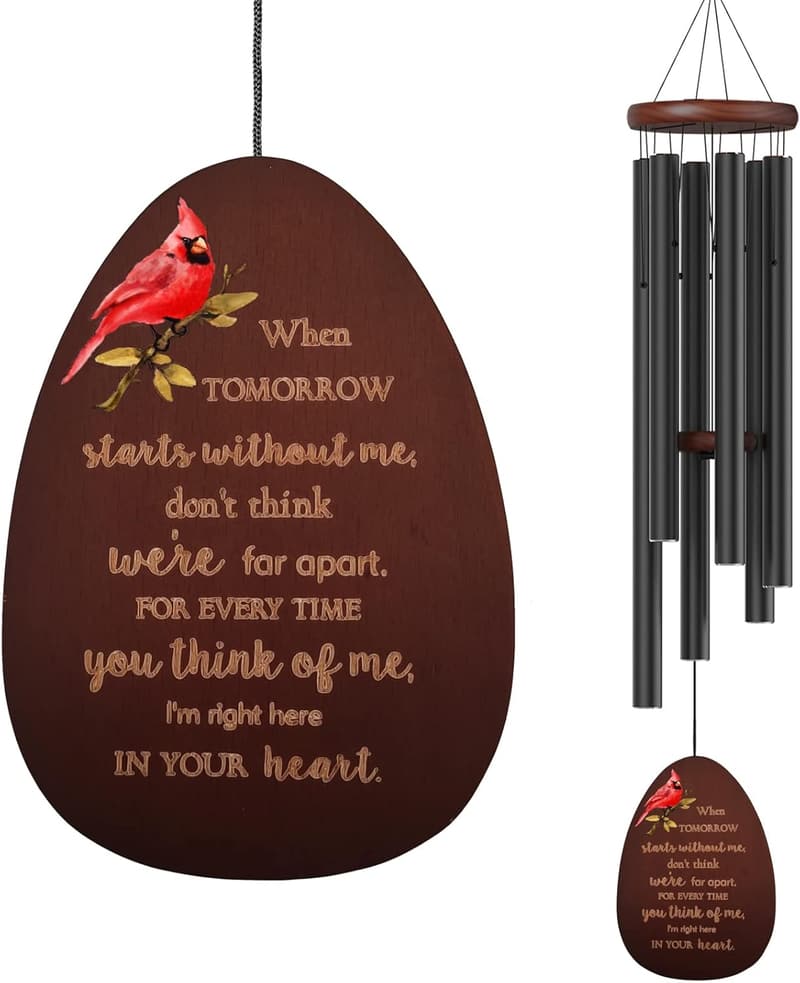 Sympathy Cardinal Wind Chimes for Memorial Remembrance
