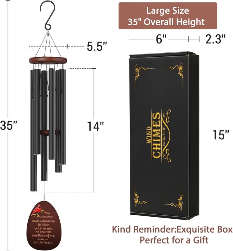 Sympathy Cardinal Wind Chimes for Memorial Remembrance
