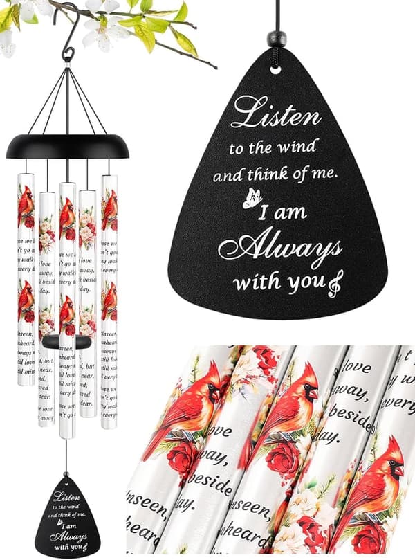 Sympathy Gift: Cardinal Wind Chimes for Loss of Loved One