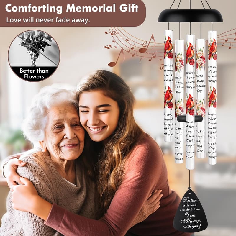 Sympathy Gift: Cardinal Wind Chimes for Loss of Loved One