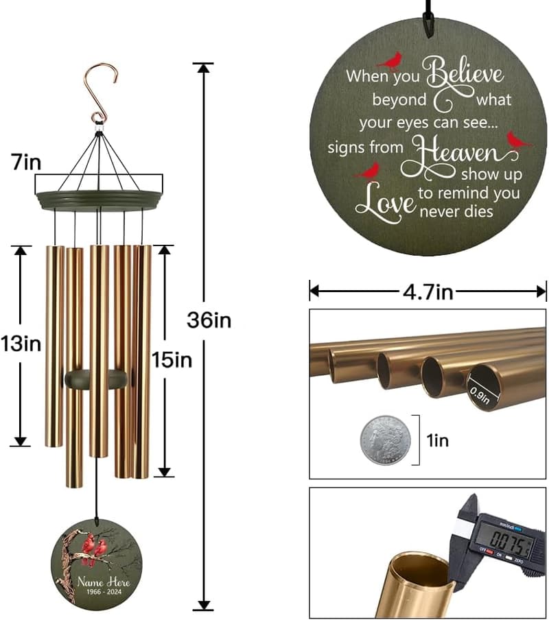 Sympathy Wind Chimes for Loved Ones - Personalized Memorial