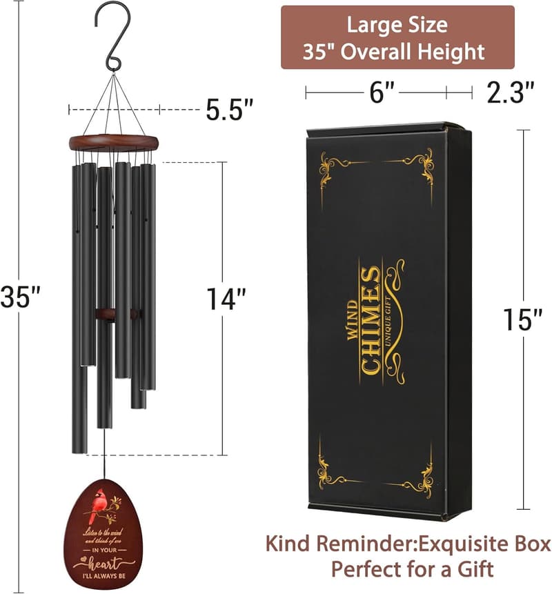 Sympathy Cardinal Wind Chimes for Loss of a Loved One