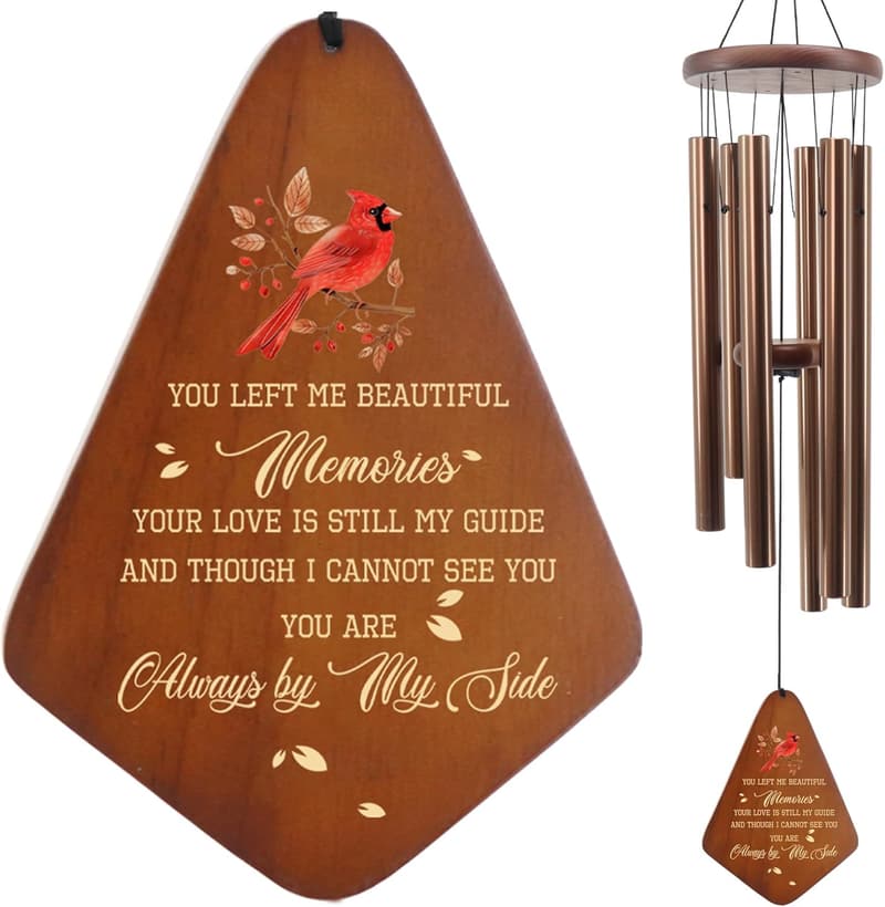 Cardinal Memorial Wind Chimes for Sympathy and Bereavement
