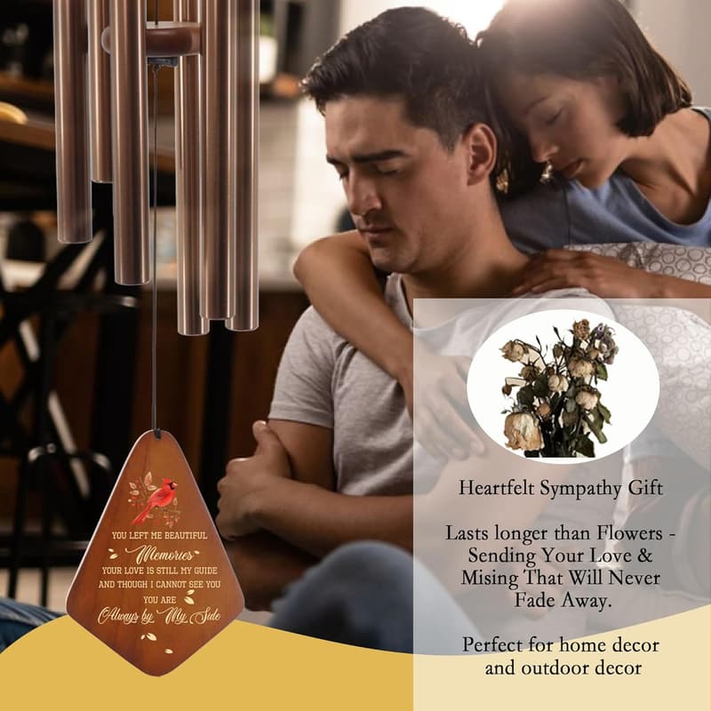 Cardinal Memorial Wind Chimes for Sympathy and Bereavement
