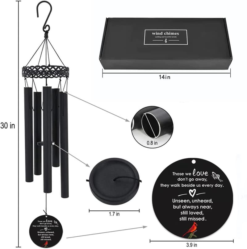 Sympathy Wind Chimes for Loss of Loved One - Outdoor Memorial Gift