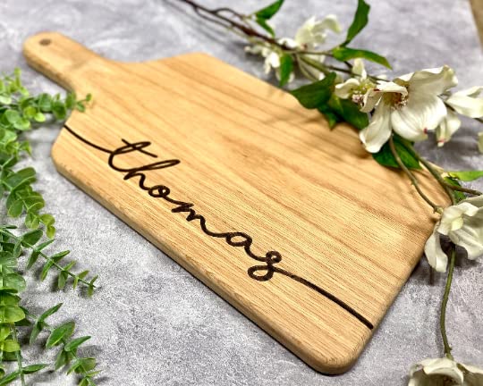 Personalized Engraved Paddle Cutting Board (Red Oak)